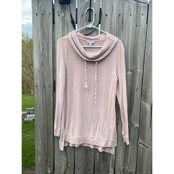 Daily Ritual Tops - Daily Ritual Womens Cowl Neck Long Sleeve Tunic Top Pink Small DRSB1018